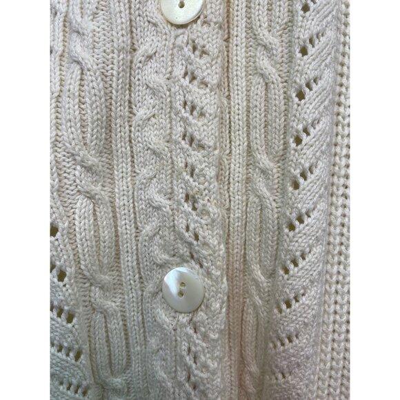 Bern Conrad Cream Cable Knit Cardigan With Pockets & Button Closure Sz M - Picture 6 of 11
